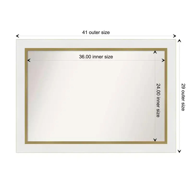 Miroir mural de salle de bain, blanc : cadre doré, accessoires de coiffeuse