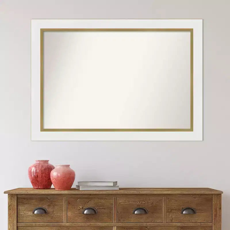 Miroir mural de salle de bain, blanc : cadre doré, accessoires de coiffeuse