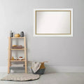 Miroir mural de salle de bain, blanc : cadre doré, accessoires de coiffeuse