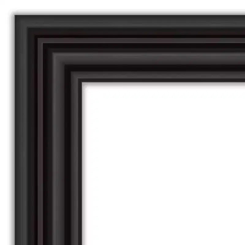 Miroir de salle de bain de style colonial sans bords biseautés, noir : style moderne, cadre en polystyrène, fixation murale.