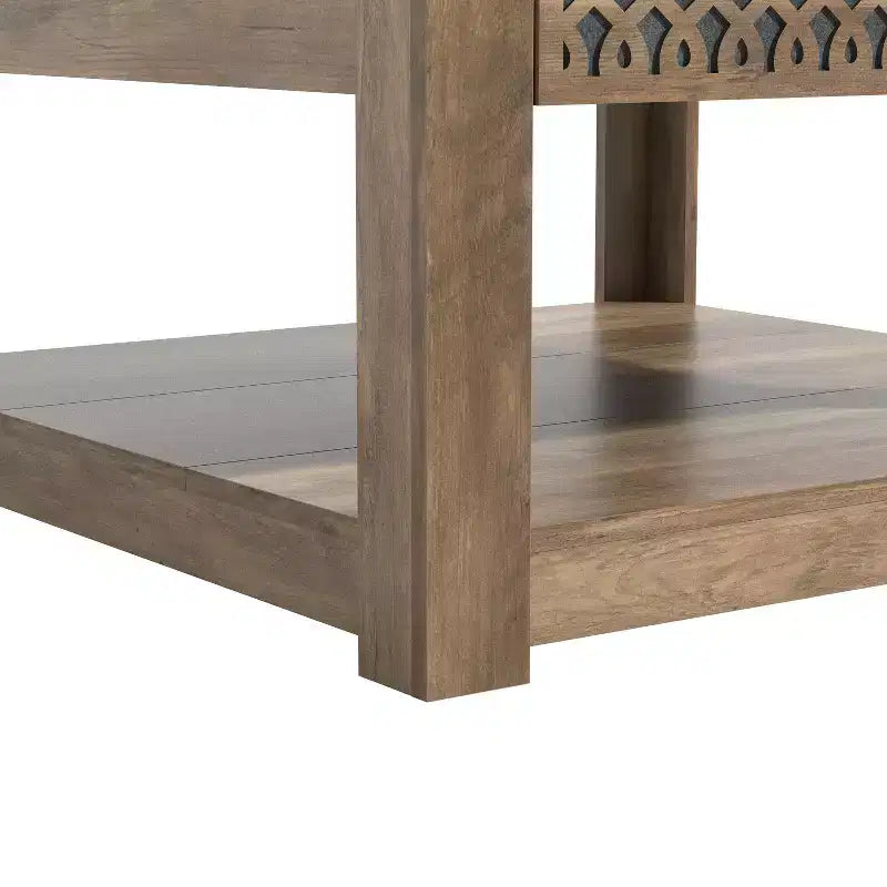 Table basse carrée avec rangement tiroir ajouré