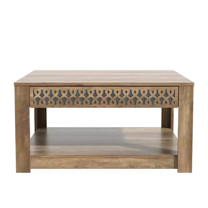 Table basse carrée avec rangement tiroir ajouré