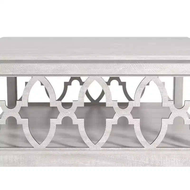 Table basse carrée avec étagères de rangement, couleur chêne gris-brun