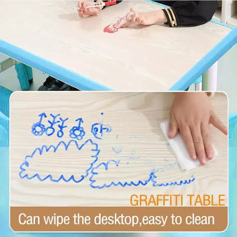 Ensemble bureau et chaise pour enfants, bureau d'étude préscolaire réglable en hauteur