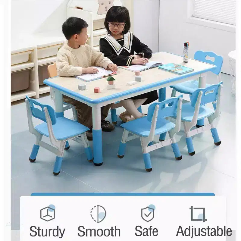 Ensemble bureau et chaise pour enfants, bureau d'étude préscolaire réglable en hauteur