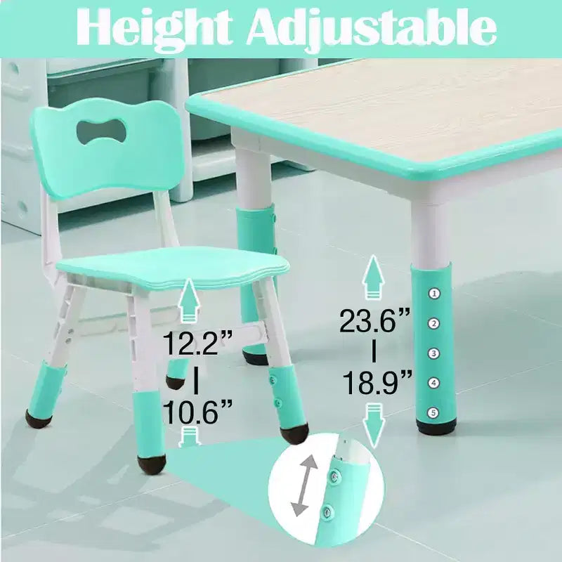Ensemble bureau et chaise pour enfants, bureau d'étude préscolaire réglable en hauteur