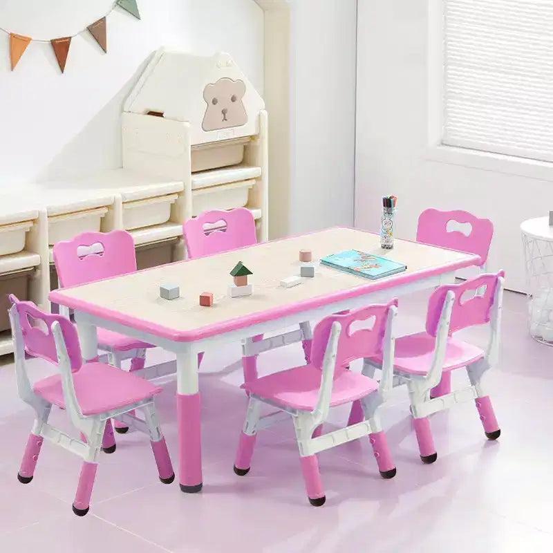 Ensemble bureau et chaise pour enfants, bureau d'étude préscolaire réglable en hauteur