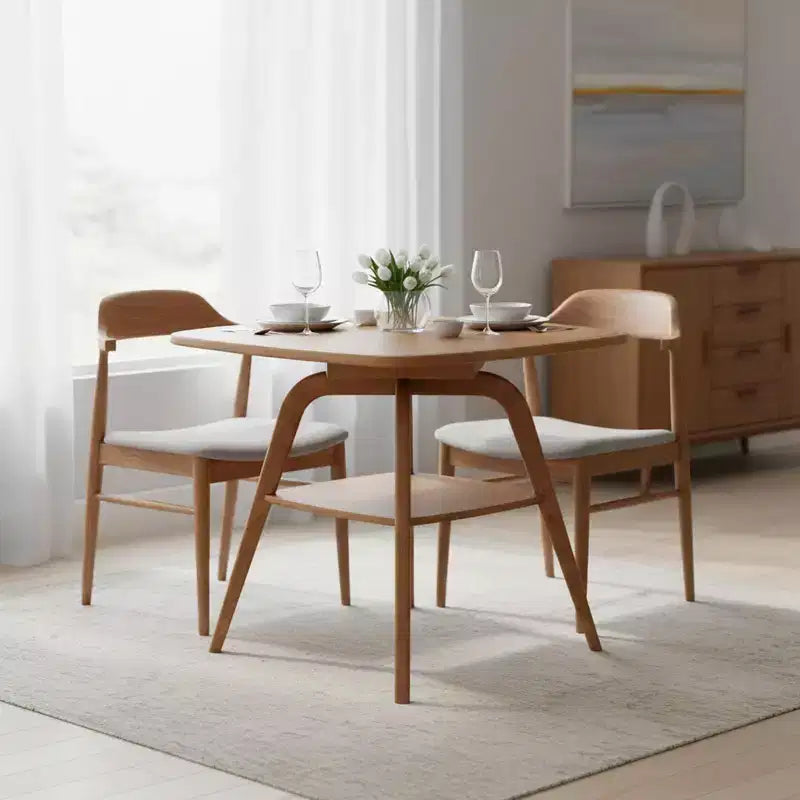 Table à manger en bois avec étagères de rangement
