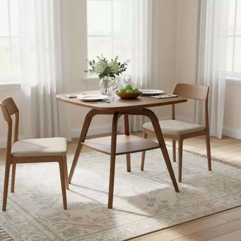 Table à manger en bois avec étagères de rangement
