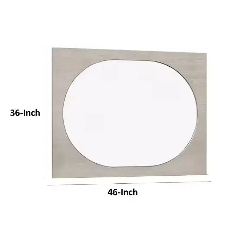 Miroir Royal Hampton, bords biseautés arrondis, en chêne blanc et bois d'hévéa.
