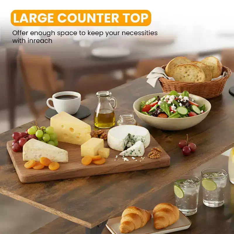 Chariot de cuisine à trois niveaux, adapté pour micro-ondes, appareils électroménagers et rangement, marron.