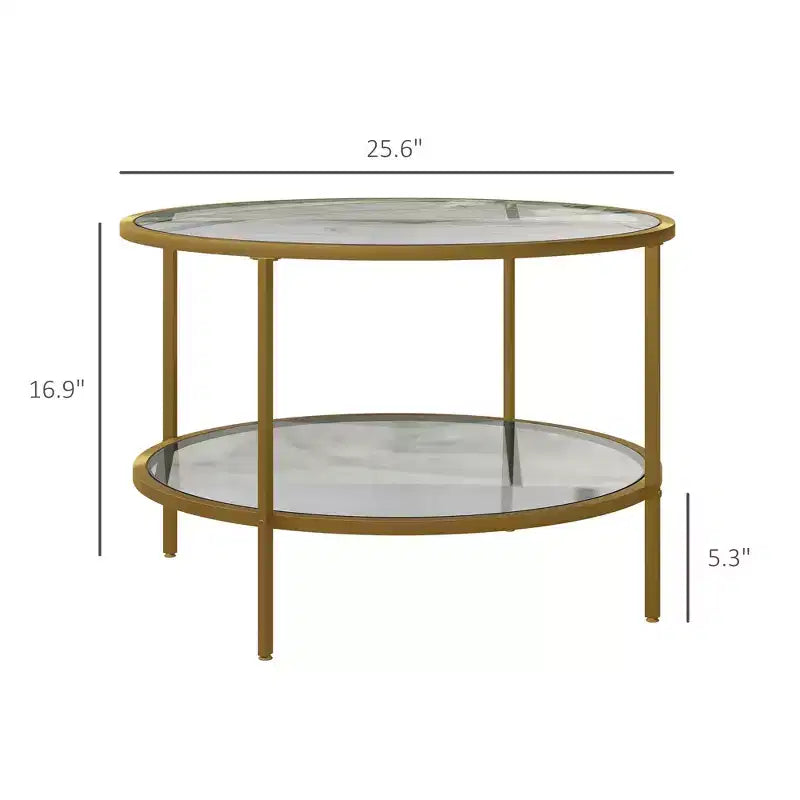 Table d'appoint avec rangement, table de coin ronde, table basse en verre trempé à double couche