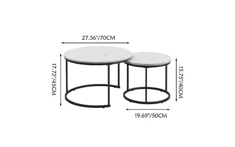 Ensemble de tables basses gigognes à motif marbré, une pièce maîtresse peu encombrante pour le salon.