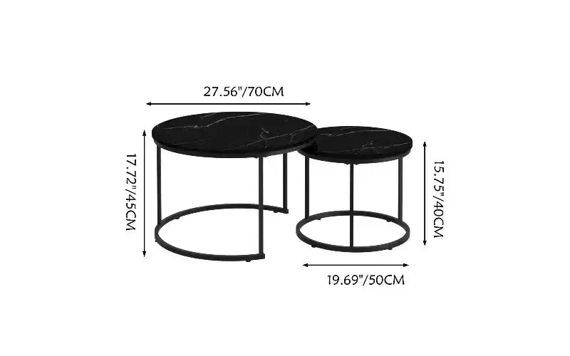 Ensemble de tables basses gigognes à motif marbré, une pièce maîtresse peu encombrante pour le salon.