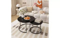 TUYOHW 2-Piece Marbling Nesting Coffee Table Set, Space-Saving Center Table for Living Room, Round Coffee Table Wood Marble Pattern Top