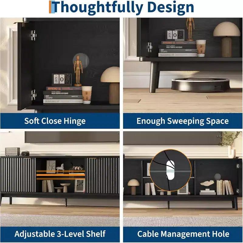 Meuble TV double porte, meuble de rangement de salon, centre de divertissement, mobilier de salon