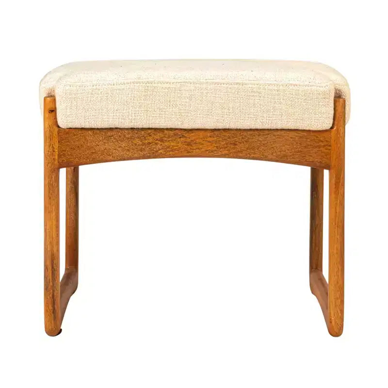 Tabouret en bois de manguier et velours, couleur naturelle
