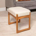 Tabouret en bois de manguier et velours, couleur naturelle