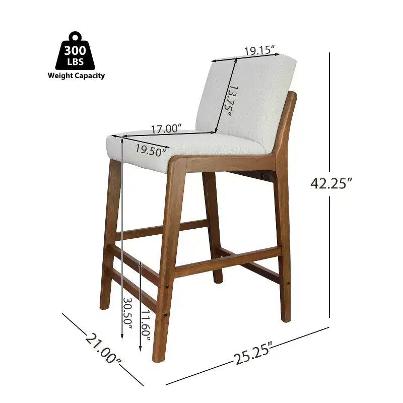 Tabouret de bar moderne en bois d'hévéa rembourré, style médiéval