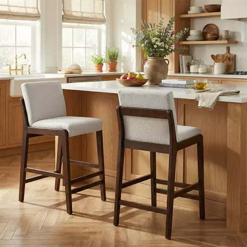 Tabouret de bar moderne en bois d'hévéa rembourré, style médiéval