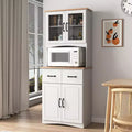 Meuble de cuisine en bois avec portes vitrées et tiroirs de rangement