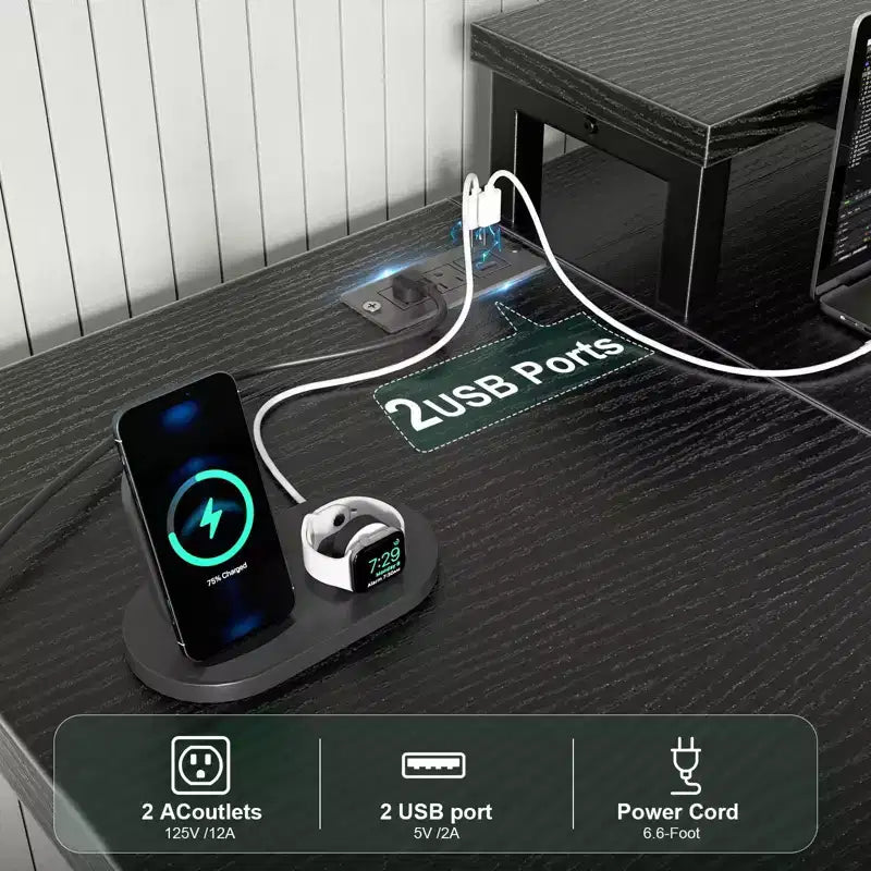 Bureau de jeu, bureau d'ordinateur, avec support d'écran, cadre en X, station de charge USB, bande lumineuse LED, plateau épaissi, bureau de travail.