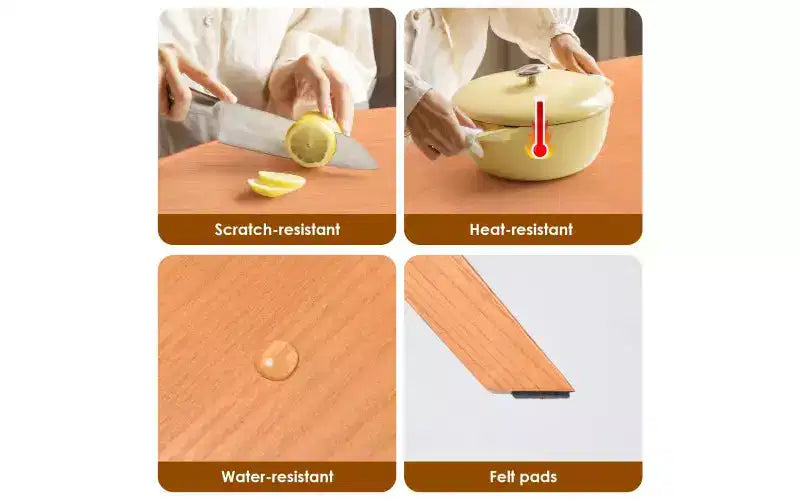 Table à manger ronde, piètement en croix, pieds antidérapants, table de cuisine en bois massif