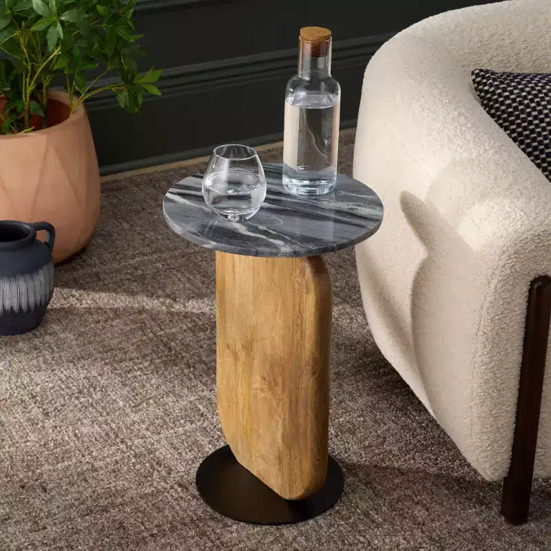 Table d'appoint, couleur bois naturel/noir