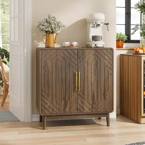 Dessus de meuble de rangement double porte sculpté avec étagères réglables et armoire décorative