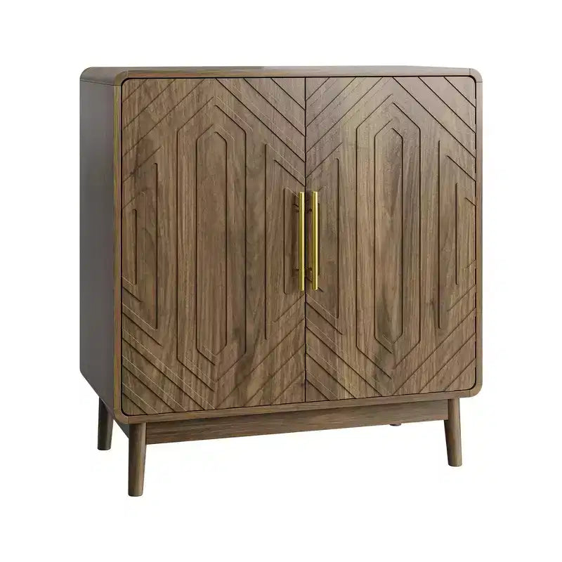 Dessus de meuble de rangement double porte sculpté avec étagères réglables et armoire décorative