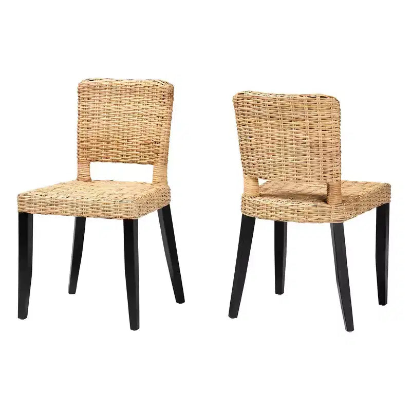 Chaises de salle à manger en bois et rotin naturel Bali