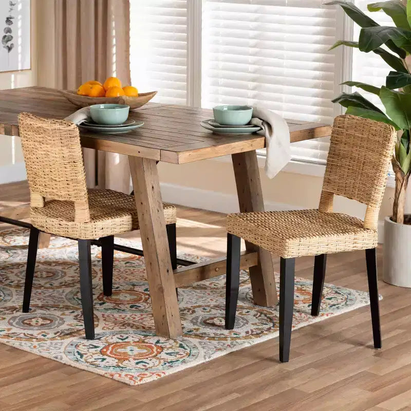 Chaises de salle à manger en bois et rotin naturel Bali