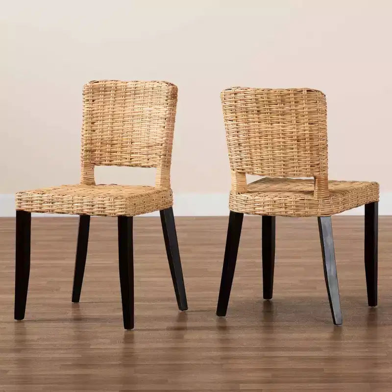 Chaises de salle à manger en bois et rotin naturel Bali