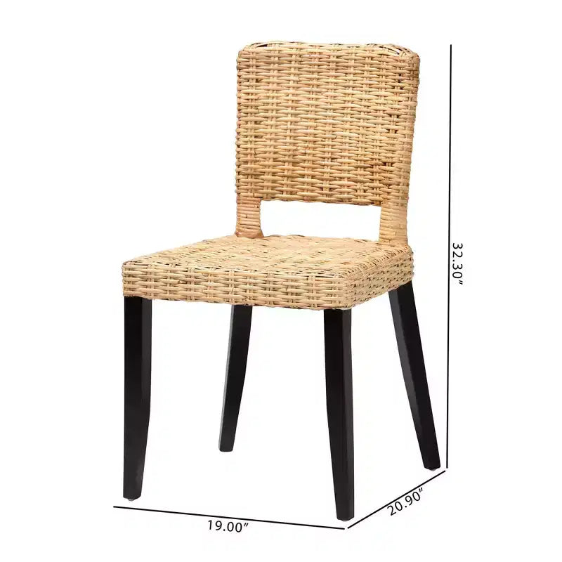 Chaises de salle à manger en bois et rotin naturel Bali