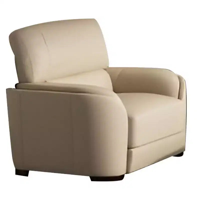 Fauteuil, cuir de vachette pleine fleur gris glace : aucun assemblage requis, cadre en bois, coussin de siège fixe.