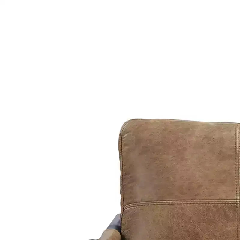 Chaise longue, cuir pleine fleur couleur châtaigne/fini en fer mat : aucun assemblage requis, cadre métallique, nettoyage à sec.