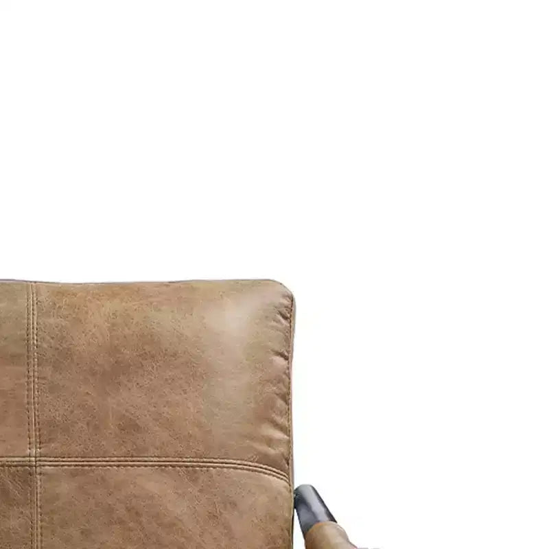 Chaise longue, cuir pleine fleur couleur châtaigne/fini en fer mat : aucun assemblage requis, cadre métallique, nettoyage à sec.