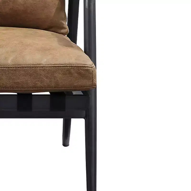 Chaise longue, cuir pleine fleur couleur châtaigne/fini en fer mat : aucun assemblage requis, cadre métallique, nettoyage à sec.
