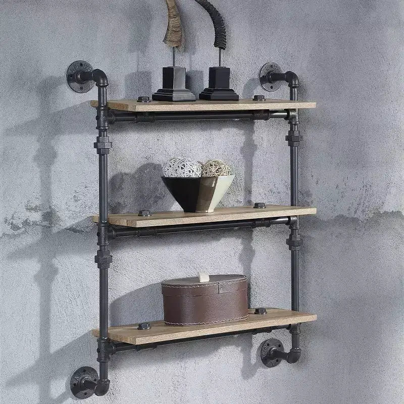 Étagère décorative, couleur chêne - finition noir sablé