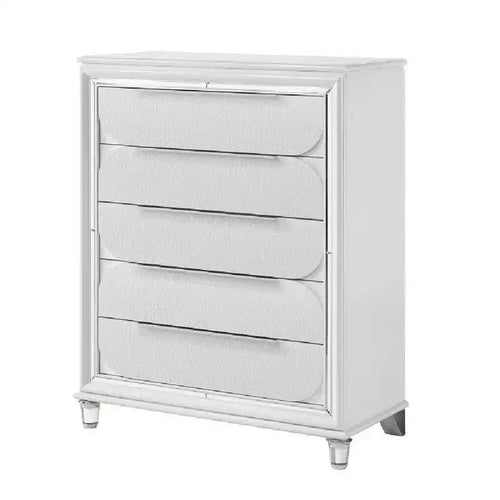 Acme Furniture 38.39" Tarian Decorative Storage Drawer Pearl White Finish: 5-Drawer Chest, Wood Composite, No Assembly Required