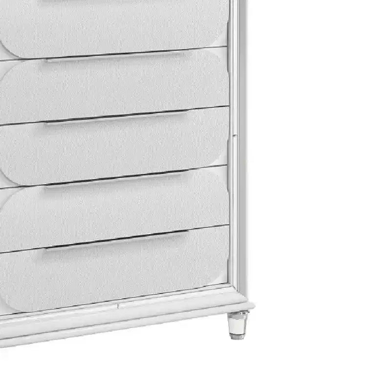 Meuble de rangement décoratif à tiroirs, finition blanc perle : meuble à 5 tiroirs, bois composite, aucun assemblage requis.