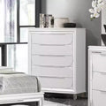 Meuble de rangement décoratif à tiroirs, finition blanc perle : meuble à 5 tiroirs, bois composite, aucun assemblage requis.