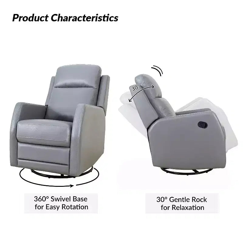 Fauteuil pivotant inclinable en bois rembourré avec dossier à oreilles, adapté aux chambres et aux salons.