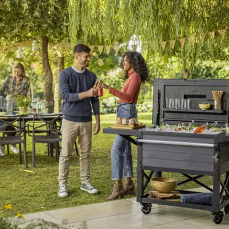 Table de bar roulante d'extérieur, réfrigérateur portable Quart pour patio