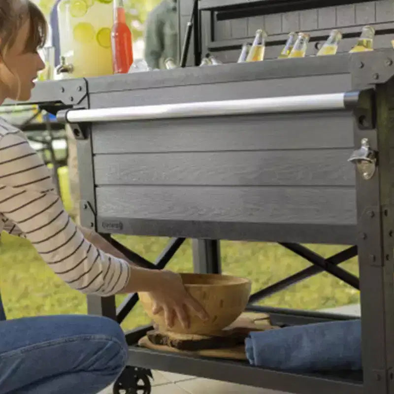 Table de bar roulante d'extérieur, réfrigérateur portable Quart pour patio