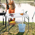 Station de transformation de poisson pliable, plateforme de camping portable, support grillagé avec robinet et tuyau