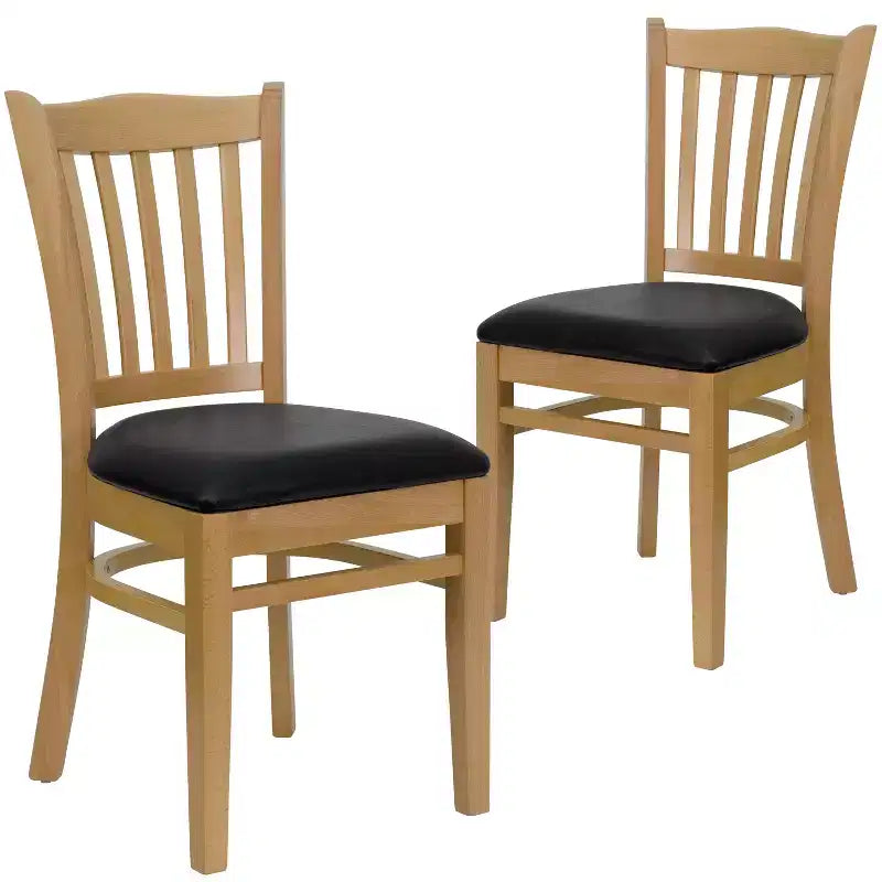 Chaise de restaurant en bois à dossier vertical à lattes, lot de 2, Emma et Oliver