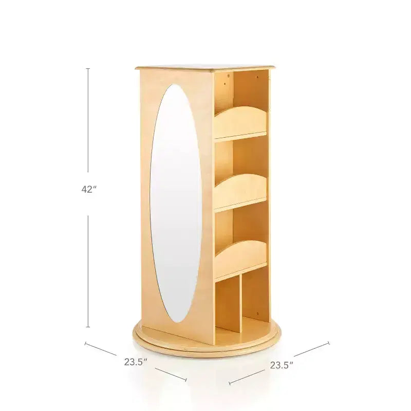 Centre de Rangement et Habillage Rotatif pour Enfants : Portants à vêtements avec miroirs et étagères, organisateurs de garde-robe pour salles de jeux et chambres.