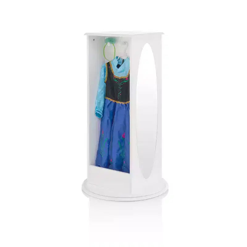 Centre de Rangement et Habillage Rotatif pour Enfants : Portants à vêtements avec miroirs et étagères, organisateurs de garde-robe pour salles de jeux et chambres.