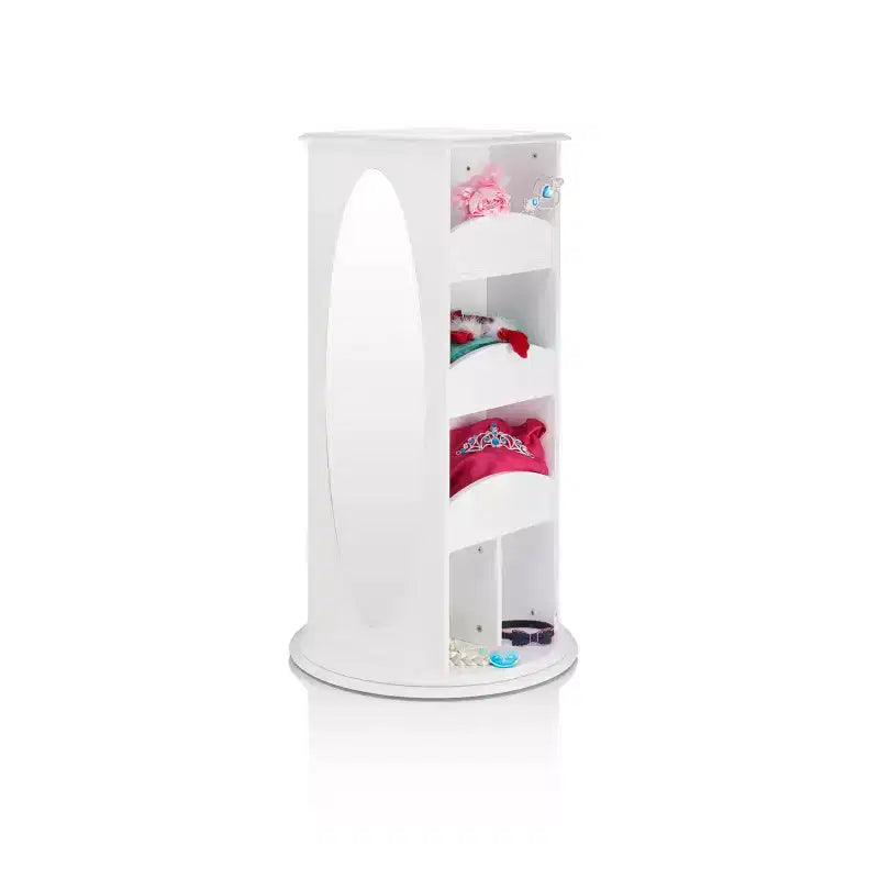 Centre de Rangement et Habillage Rotatif pour Enfants : Portants à vêtements avec miroirs et étagères, organisateurs de garde-robe pour salles de jeux et chambres.